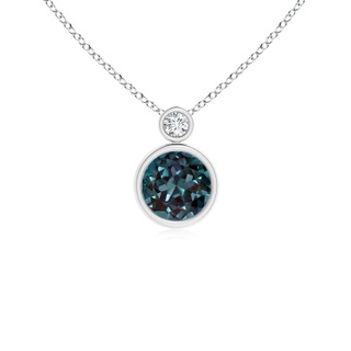 6mm Labgrown Bezel-Set Lab-Grown Alexandrite Solitaire Pendant with Diamond in P950 Platinum