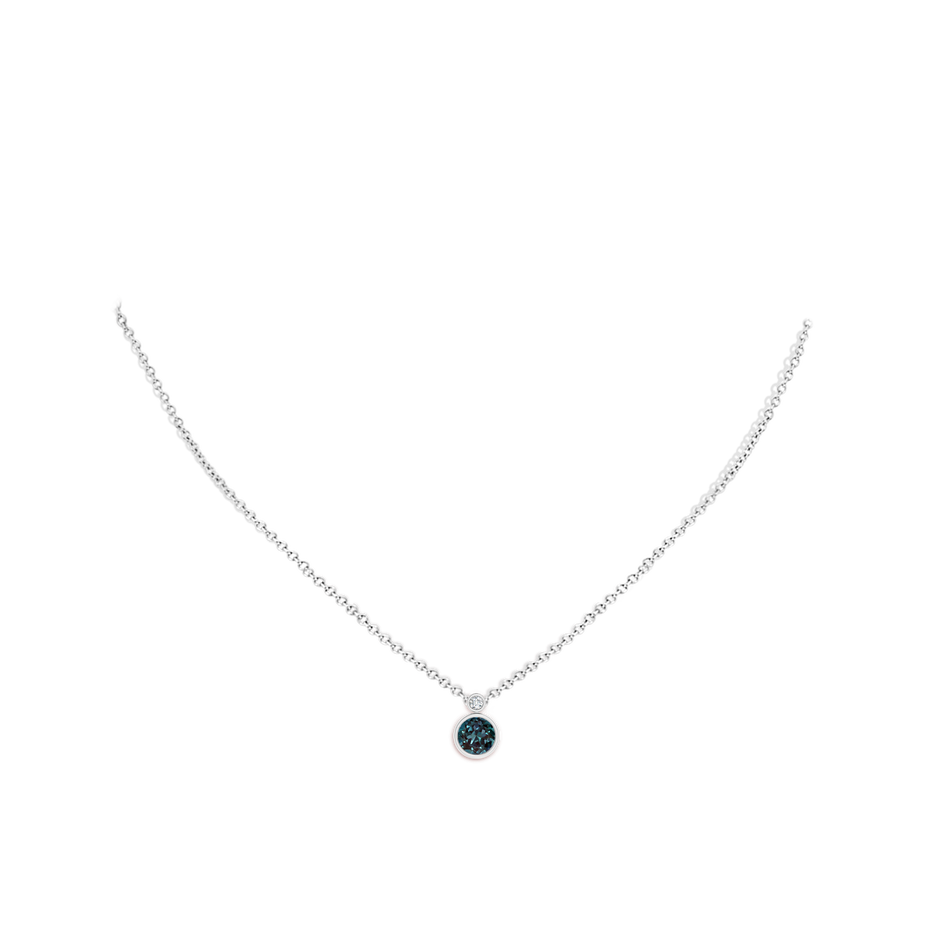 6mm Labgrown Bezel-Set Lab-Grown Alexandrite Solitaire Pendant with Diamond in P950 Platinum pen