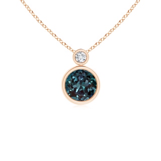 6mm Labgrown Bezel-Set Lab-Grown Alexandrite Solitaire Pendant with Diamond in Rose Gold