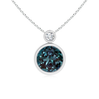 8mm Labgrown Bezel-Set Lab-Grown Alexandrite Solitaire Pendant with Diamond in P950 Platinum