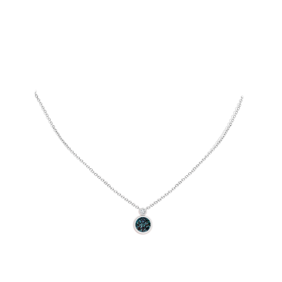 8mm Labgrown Bezel-Set Lab-Grown Alexandrite Solitaire Pendant with Diamond in P950 Platinum pen