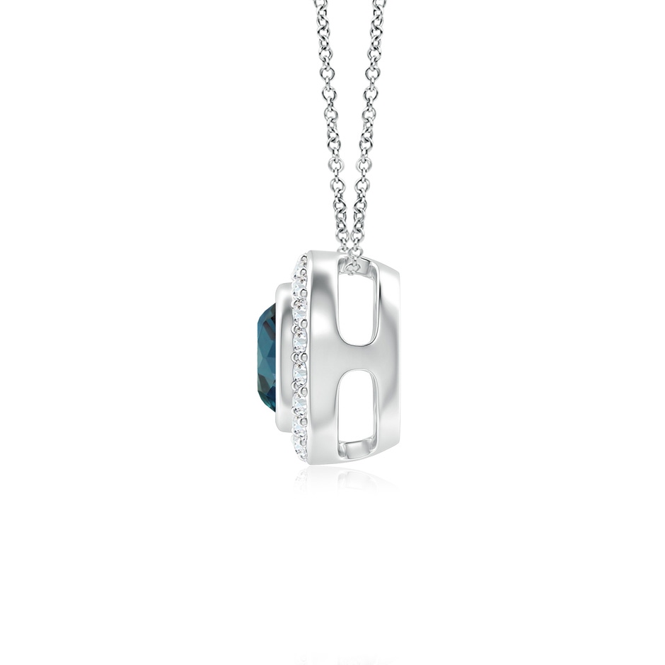 5mm Labgrown Round Bezel-Set Lab-Grown Alexandrite Pendant with Diamond Halo in 18K White Gold side 199