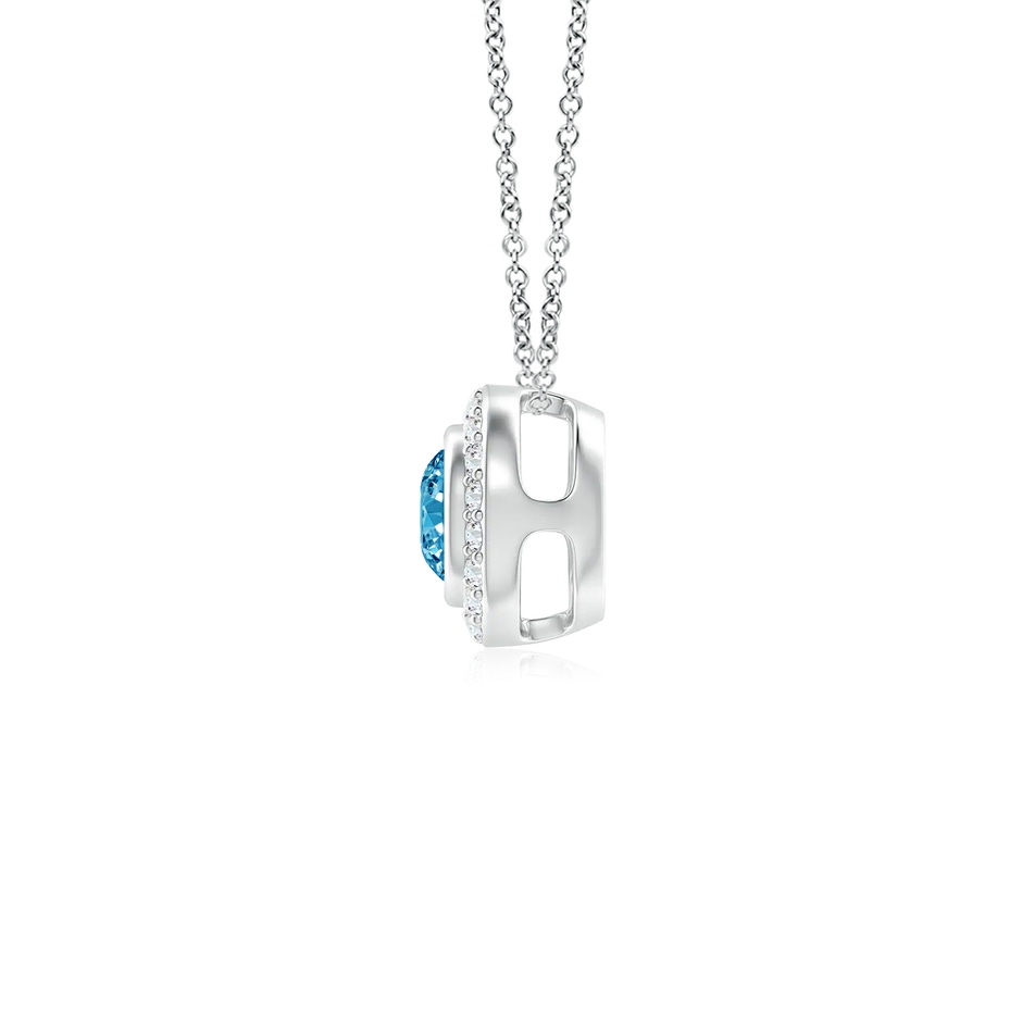 4mm Labgrown Round Bezel-Set Lab-Grown Fancy Intense Blue Diamond Pendant with Halo in White Gold side 199