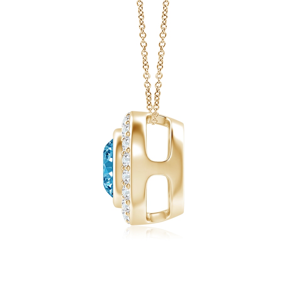 6mm Labgrown Round Bezel-Set Lab-Grown Fancy Intense Blue Diamond Pendant with Halo in 18K Yellow Gold side 199