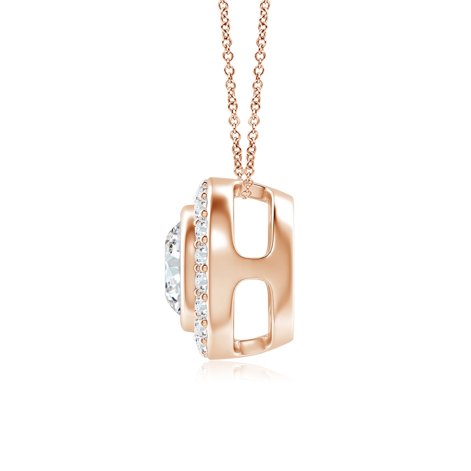 6mm FGVS Round Bezel-Set Lab-Grown Diamond Pendant with Halo in Rose Gold side 199