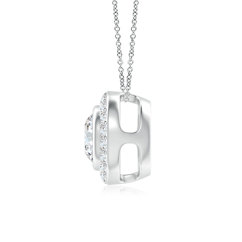 6mm FGVS Round Bezel-Set Lab-Grown Diamond Pendant with Halo in White Gold side 199
