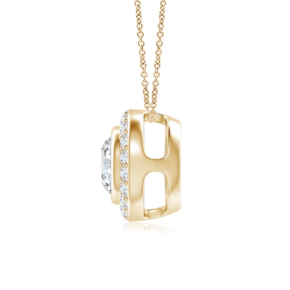 6mm FGVS Round Bezel-Set Lab-Grown Diamond Pendant with Halo in Yellow Gold side 199