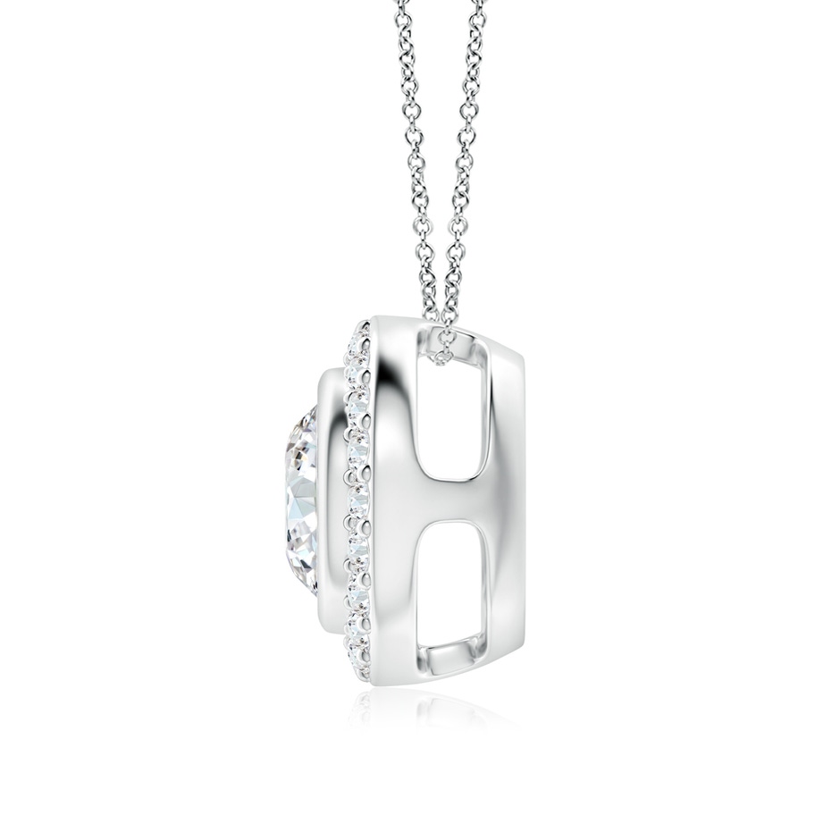 7mm FGVS Round Bezel-Set Lab-Grown Diamond Pendant with Halo in 18K White Gold side 199