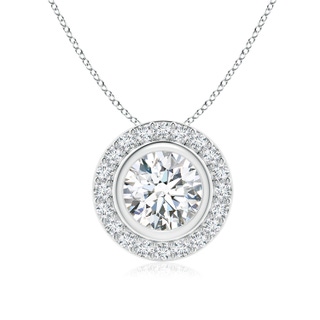 7mm FGVS Round Bezel-Set Lab-Grown Diamond Pendant with Halo in White Gold