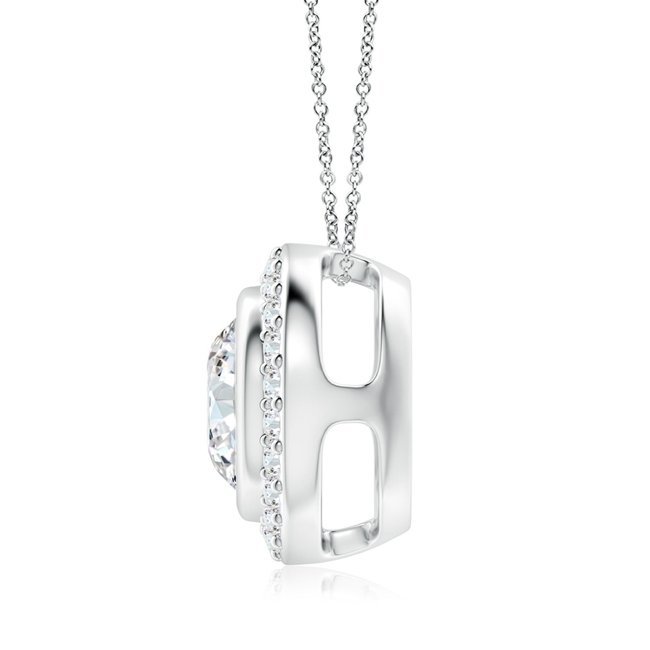8mm FGVS Round Bezel-Set Lab-Grown Diamond Pendant with Halo in White Gold side 199