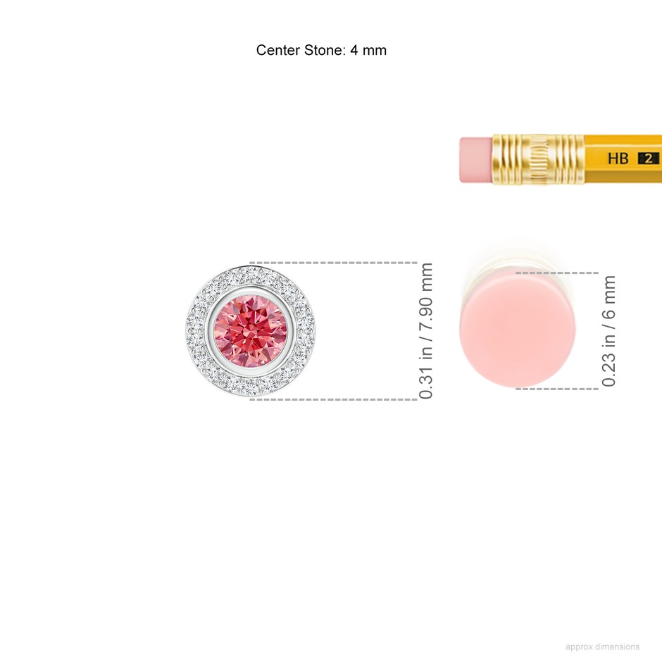 4mm Labgrown Round Bezel-Set Lab-Grown Fancy Intense Pink Diamond Pendant with Halo in P950 Platinum ruler