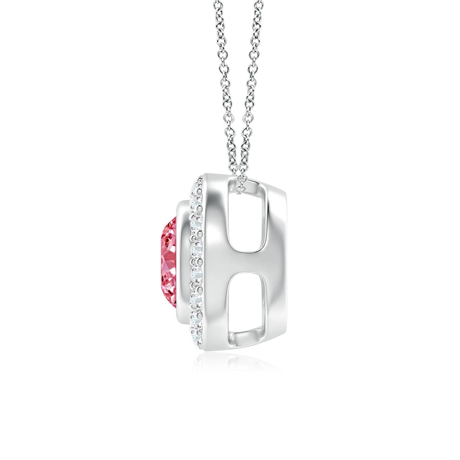 6mm Labgrown Round Bezel-Set Lab-Grown Fancy Intense Pink Diamond Pendant with Halo in 18K White Gold side 199
