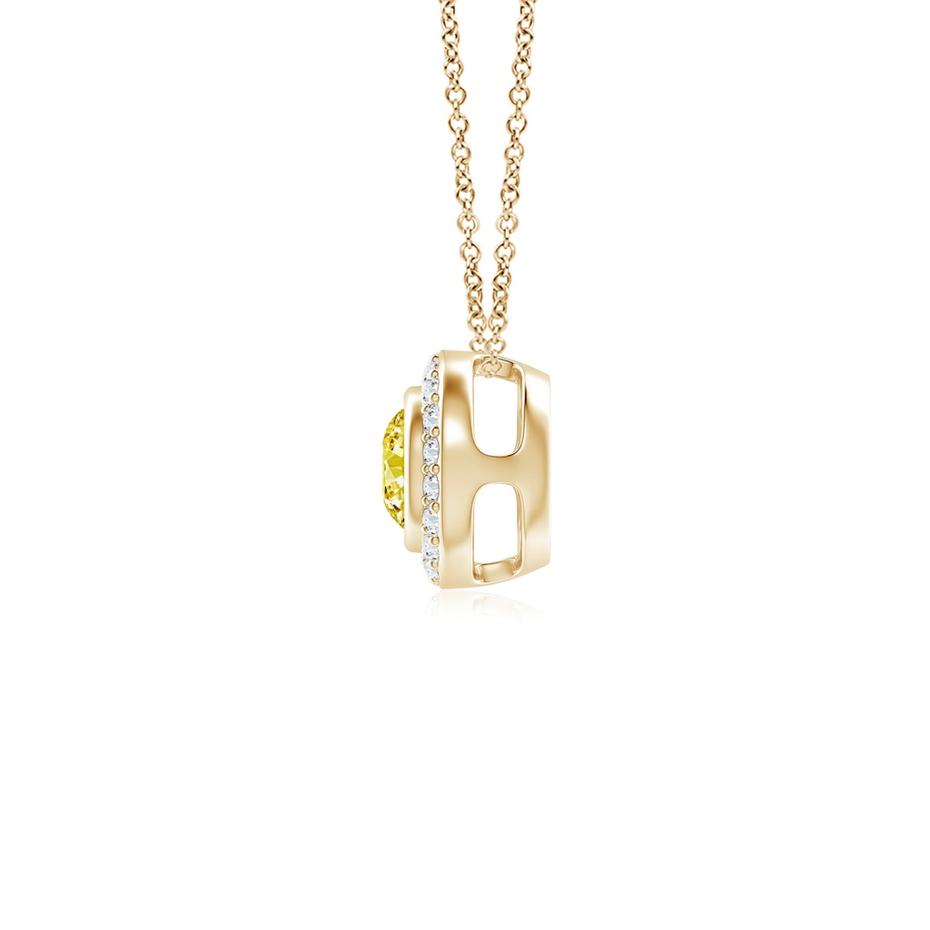 4mm Labgrown Round Bezel-Set Lab-Grown Fancy Intense Yellow Diamond Pendant with Halo in Yellow Gold - side 199