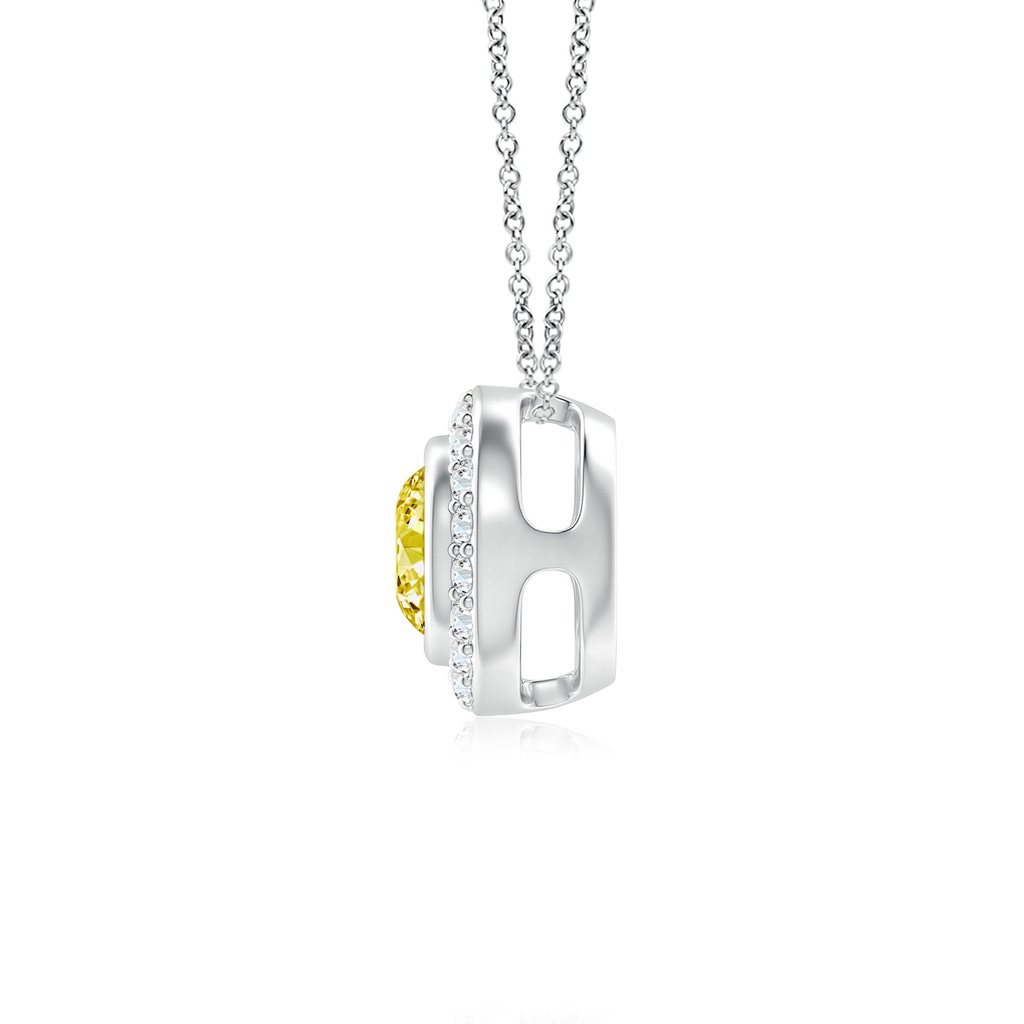 5mm Labgrown Round Bezel-Set Lab-Grown Fancy Intense Yellow Diamond Pendant with Halo in White Gold - side 199