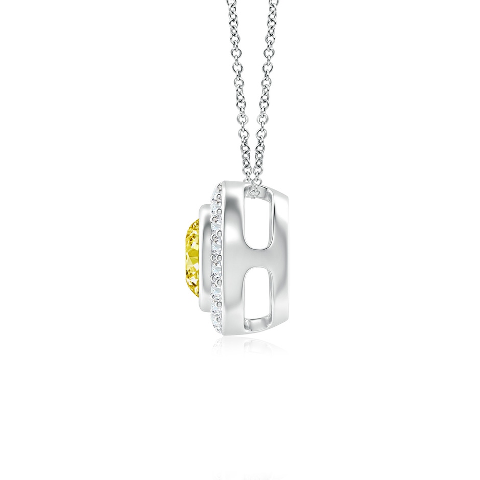 5mm Labgrown Round Bezel-Set Lab-Grown Fancy Intense Yellow Diamond Pendant with Halo in White Gold side 199