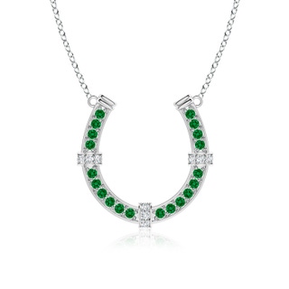 2.5mm Labgrown Lab-Grown Pave-Set Emerald and Diamond Horseshoe Pendant Necklace in P950 Platinum