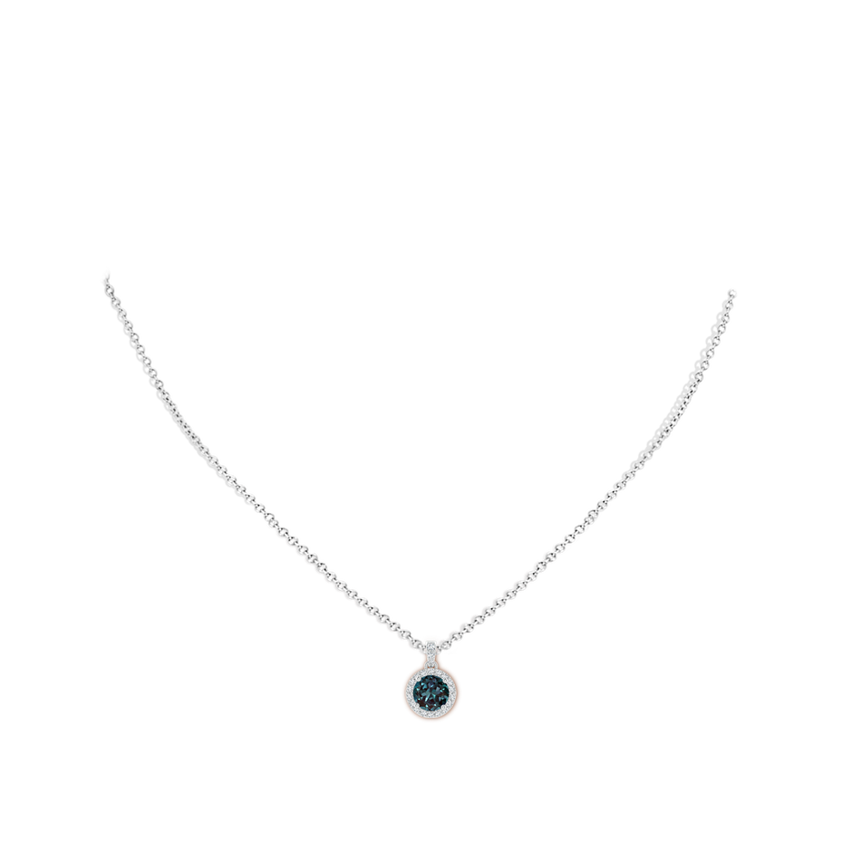 6mm Labgrown Round Lab-Grown Alexandrite Dangle Pendant with Halo in White Gold pen