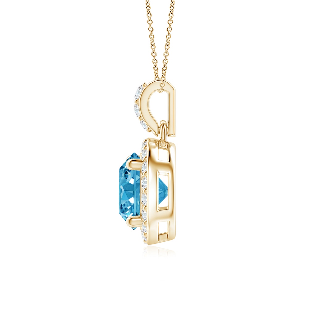 6mm Labgrown Round Lab-Grown Fancy Intense Blue Diamond Dangle Pendant with Halo in Yellow Gold - side 199