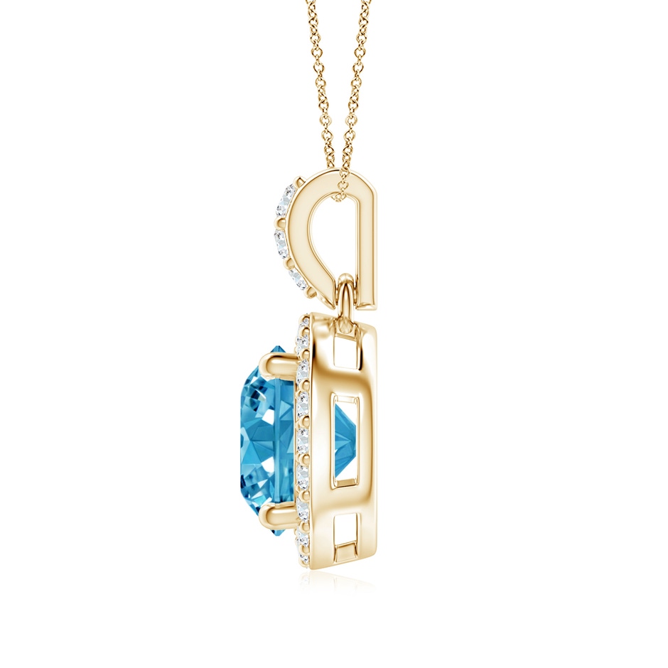7mm Labgrown Round Lab-Grown Fancy Intense Blue Diamond Dangle Pendant with Halo in Yellow Gold side 199