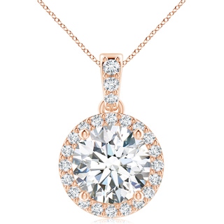 10.1mm FGVS Lab-Grown Round Diamond Dangle Pendant with Halo in 10K Rose Gold