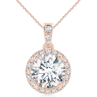 10.1mm FGVS Lab-Grown Round Diamond Dangle Pendant with Halo in 18K Rose Gold