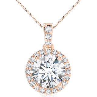 10.1mm FGVS Lab-Grown Round Diamond Dangle Pendant with Halo in Rose Gold