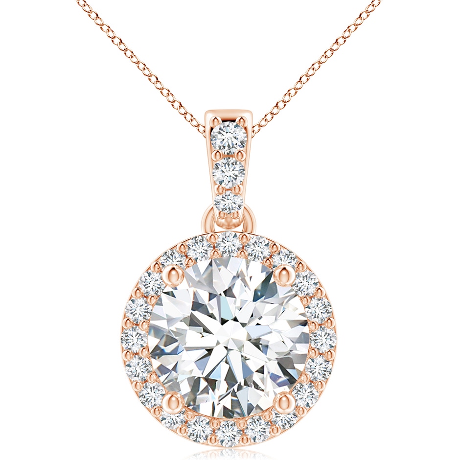 10.1mm FGVS Lab-Grown Round Diamond Dangle Pendant with Halo in Rose Gold 
