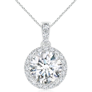 10.1mm FGVS Lab-Grown Round Diamond Dangle Pendant with Halo in S999 Silver