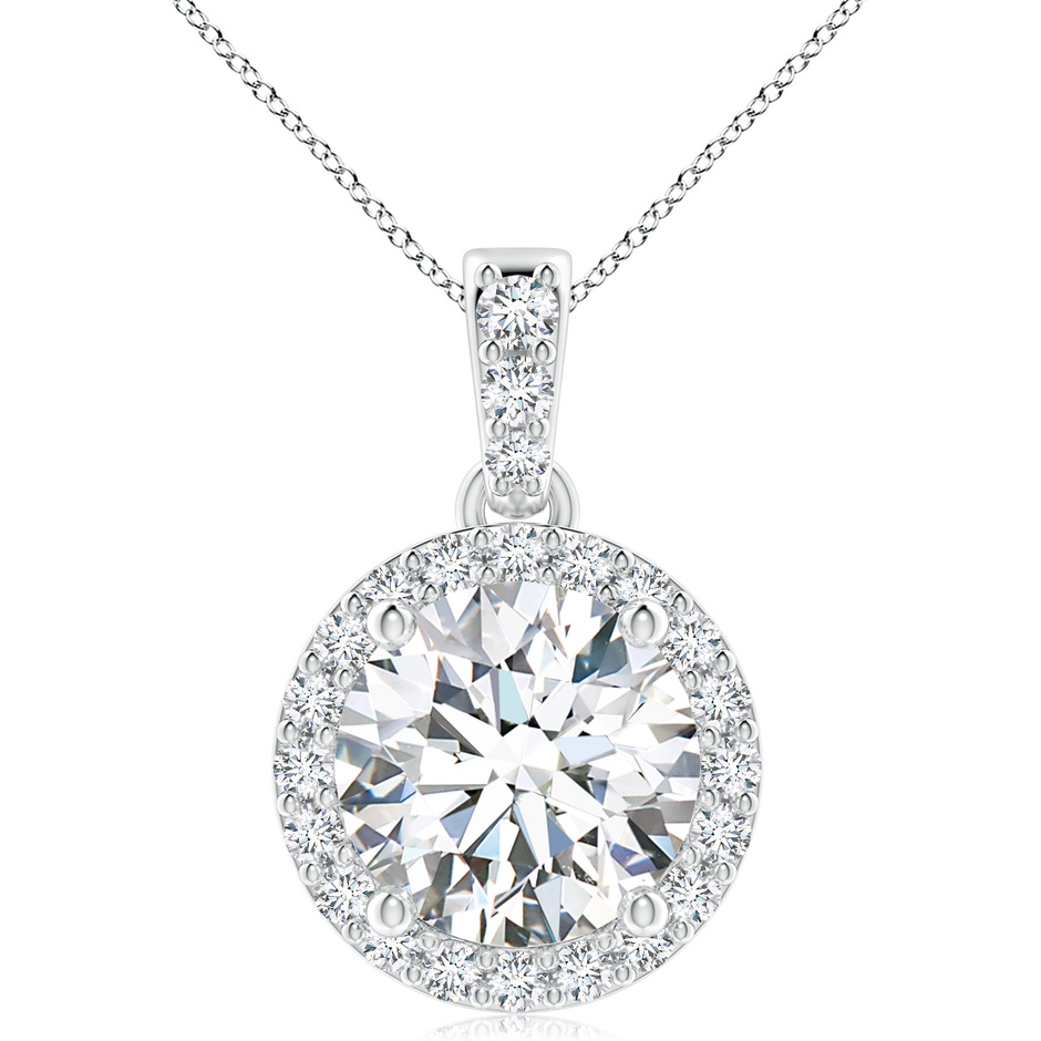 10.1mm FGVS Lab-Grown Round Diamond Dangle Pendant with Halo in S999 Silver 