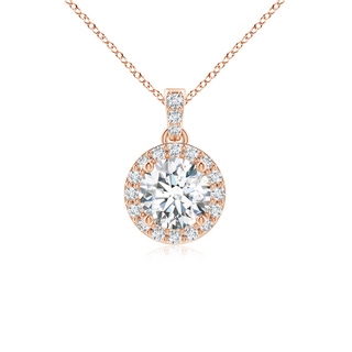 5mm FGVS Lab-Grown Round Diamond Dangle Pendant with Halo in 9K Rose Gold