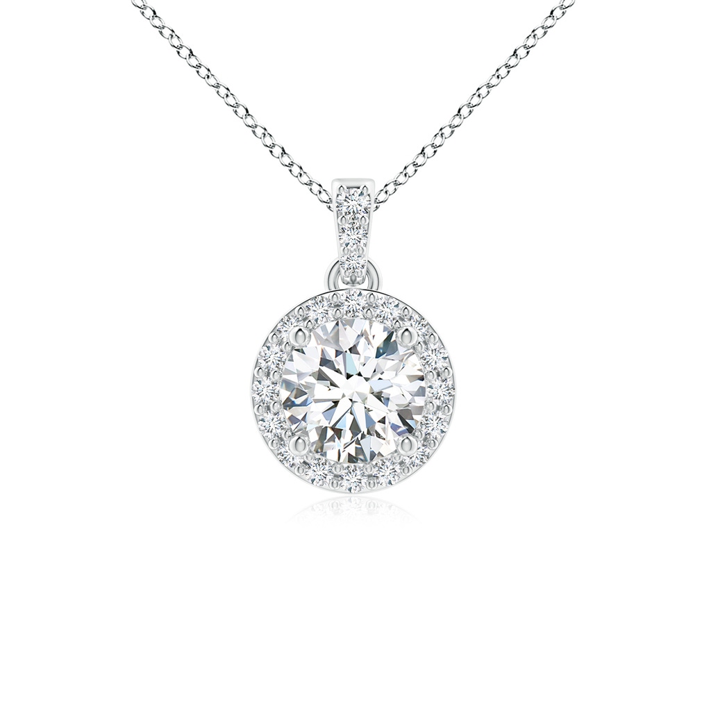 5mm FGVS Lab-Grown Round Diamond Dangle Pendant with Halo in S999 Silver