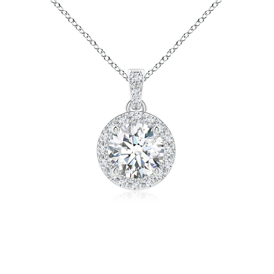 5mm FGVS Lab-Grown Round Diamond Dangle Pendant with Halo in White Gold 