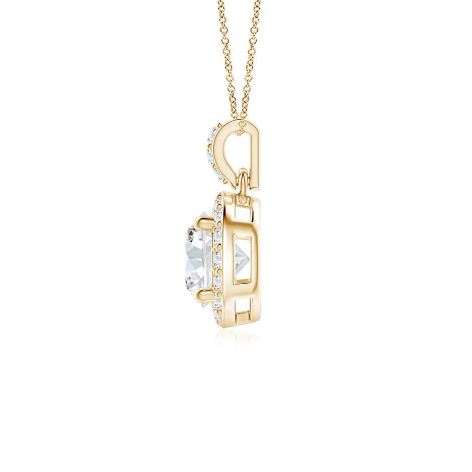 5mm FGVS Lab-Grown Round Diamond Dangle Pendant with Halo in Yellow Gold side 199