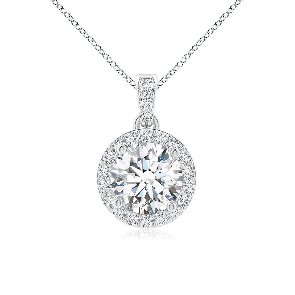 6mm FGVS Lab-Grown Round Diamond Dangle Pendant with Halo in P950 Platinum 