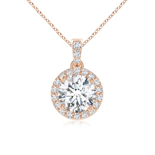 6mm FGVS Lab-Grown Round Diamond Dangle Pendant with Halo in Rose Gold