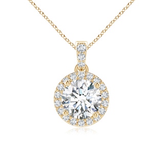 6mm FGVS Lab-Grown Round Diamond Dangle Pendant with Halo in Yellow Gold