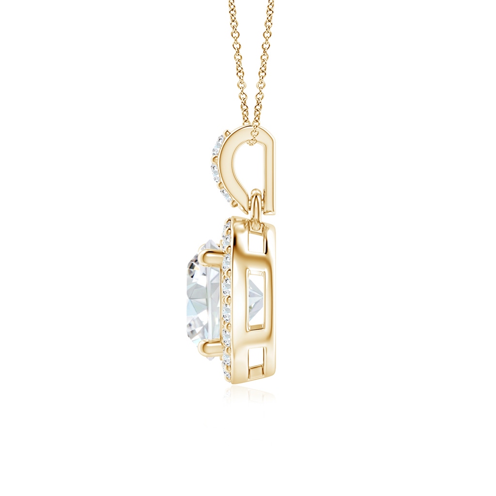 6mm FGVS Lab-Grown Round Diamond Dangle Pendant with Halo in Yellow Gold Side 199