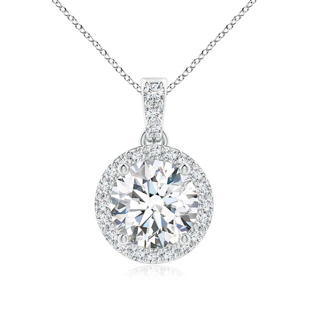 7mm FGVS Lab-Grown Round Diamond Dangle Pendant with Halo in P950 Platinum