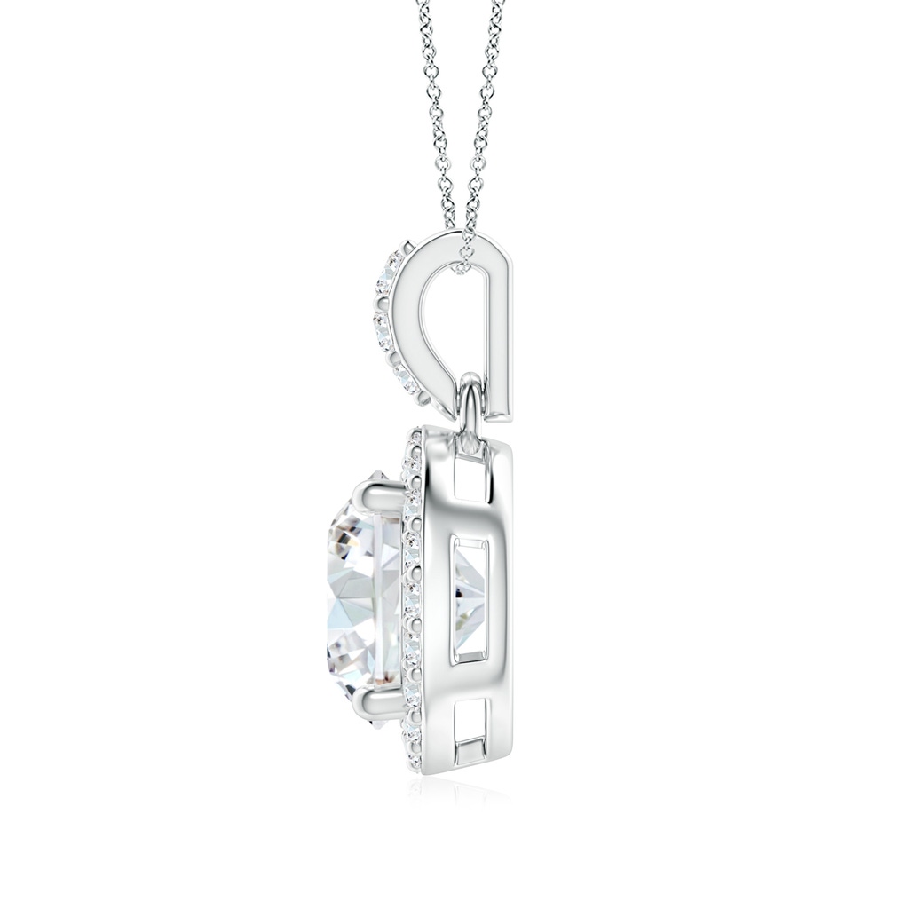 7mm FGVS Lab-Grown Round Diamond Dangle Pendant with Halo in P950 Platinum - side 199