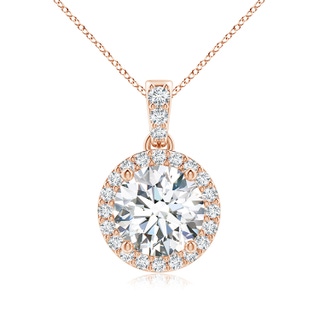 7mm FGVS Lab-Grown Round Diamond Dangle Pendant with Halo in Rose Gold