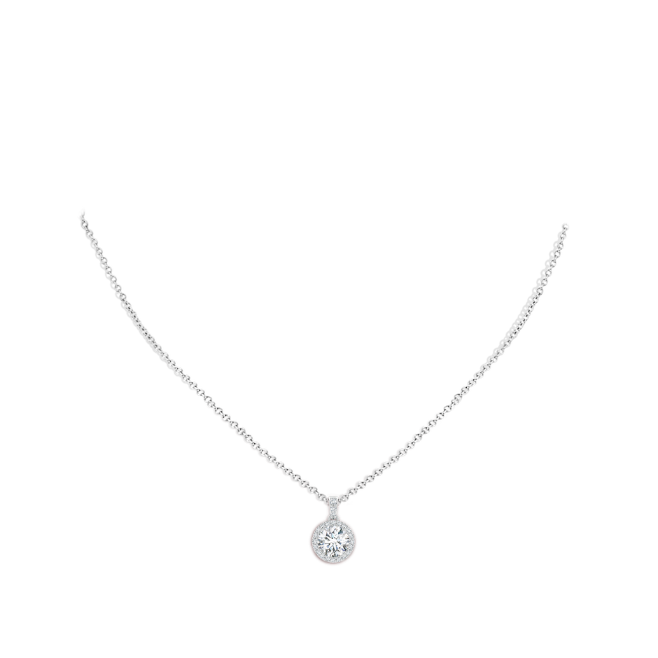 7mm FGVS Lab-Grown Round Diamond Dangle Pendant with Halo in White Gold pen