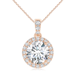 8.1mm FGVS Lab-Grown Round Diamond Dangle Pendant with Halo in 10K Rose Gold