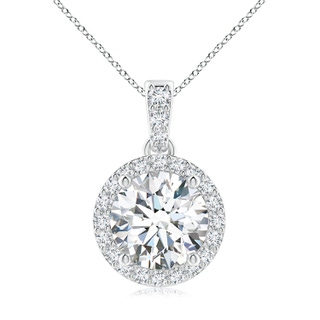 8.1mm FGVS Lab-Grown Round Diamond Dangle Pendant with Halo in P950 Platinum