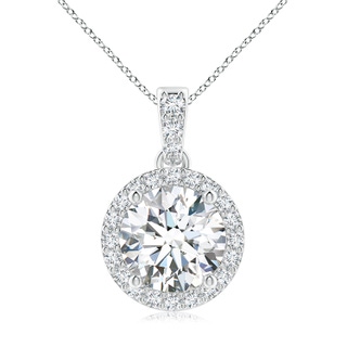 8.1mm FGVS Lab-Grown Round Diamond Dangle Pendant with Halo in S999 Silver