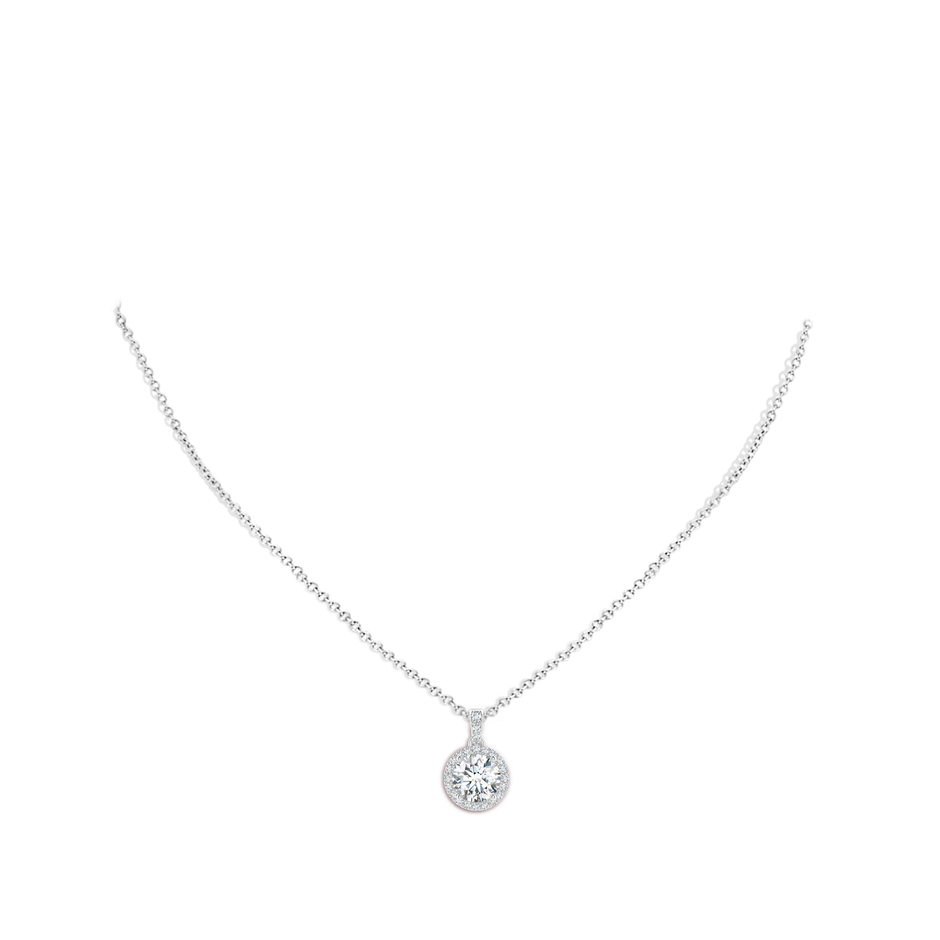 8.1mm FGVS Lab-Grown Round Diamond Dangle Pendant with Halo in S999 Silver pen
