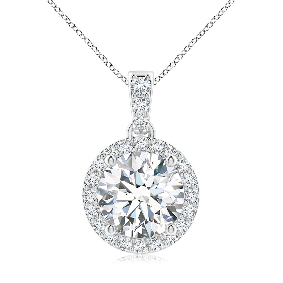8.1mm FGVS Lab-Grown Round Diamond Dangle Pendant with Halo in White Gold 