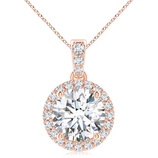 9.2mm FGVS Lab-Grown Round Diamond Dangle Pendant with Halo in 18K Rose Gold