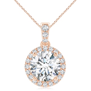 9.2mm FGVS Lab-Grown Round Diamond Dangle Pendant with Halo in 9K Rose Gold