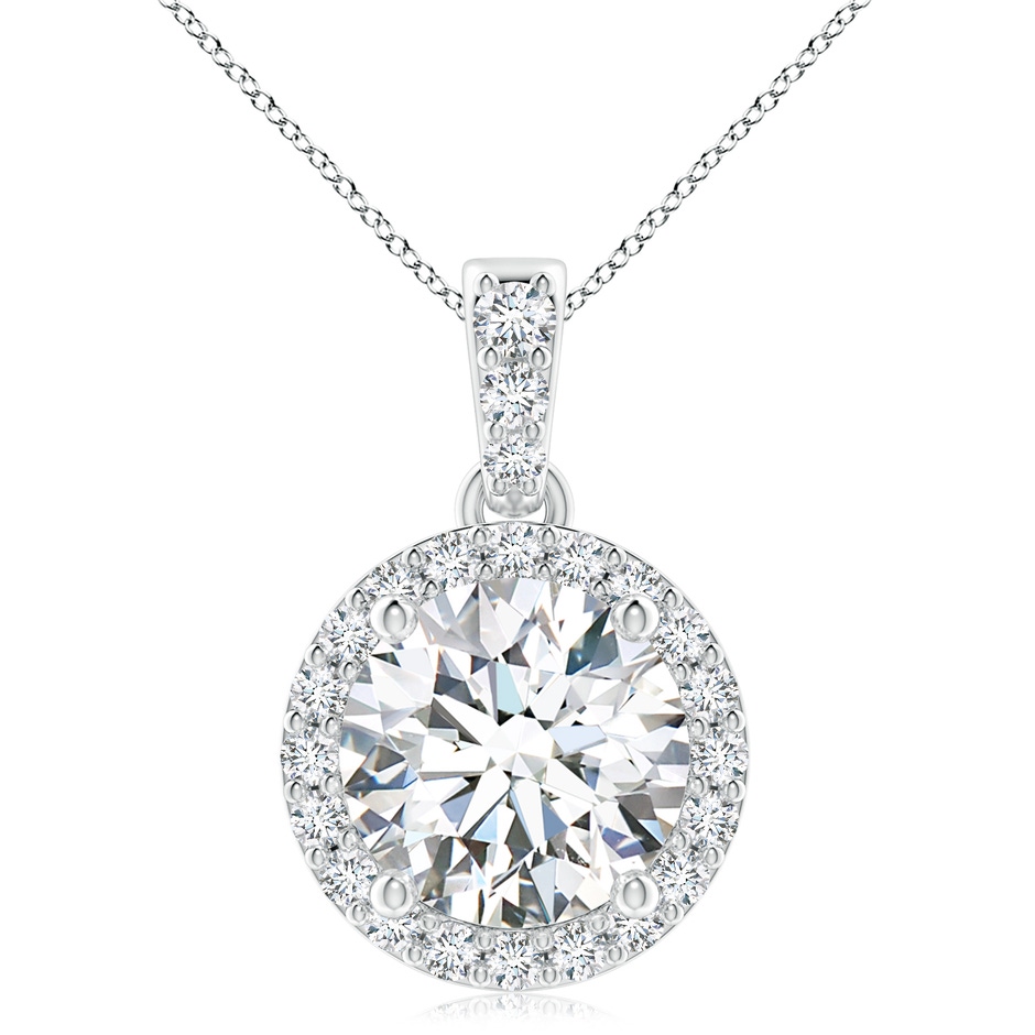 9.2mm FGVS Lab-Grown Round Diamond Dangle Pendant with Halo in P950 Platinum 