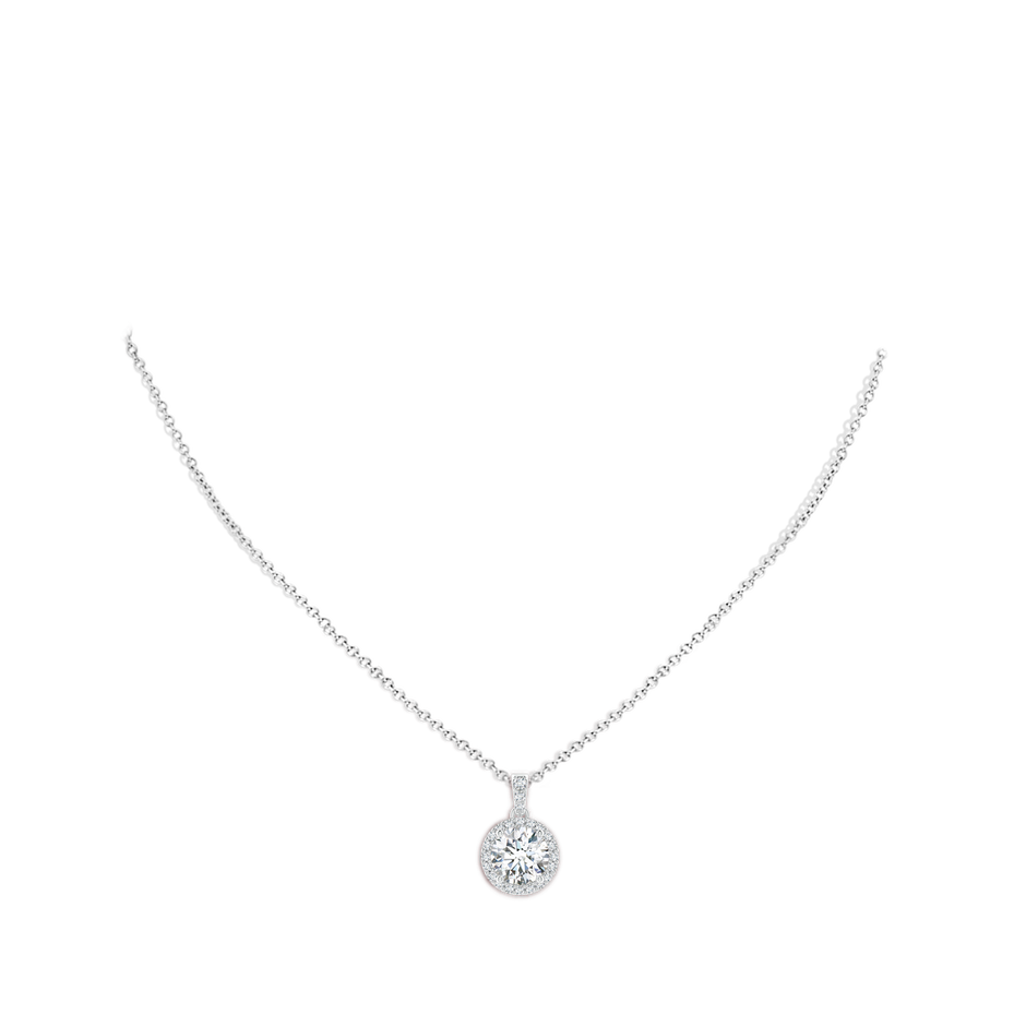9.2mm FGVS Lab-Grown Round Diamond Dangle Pendant with Halo in P950 Platinum pen